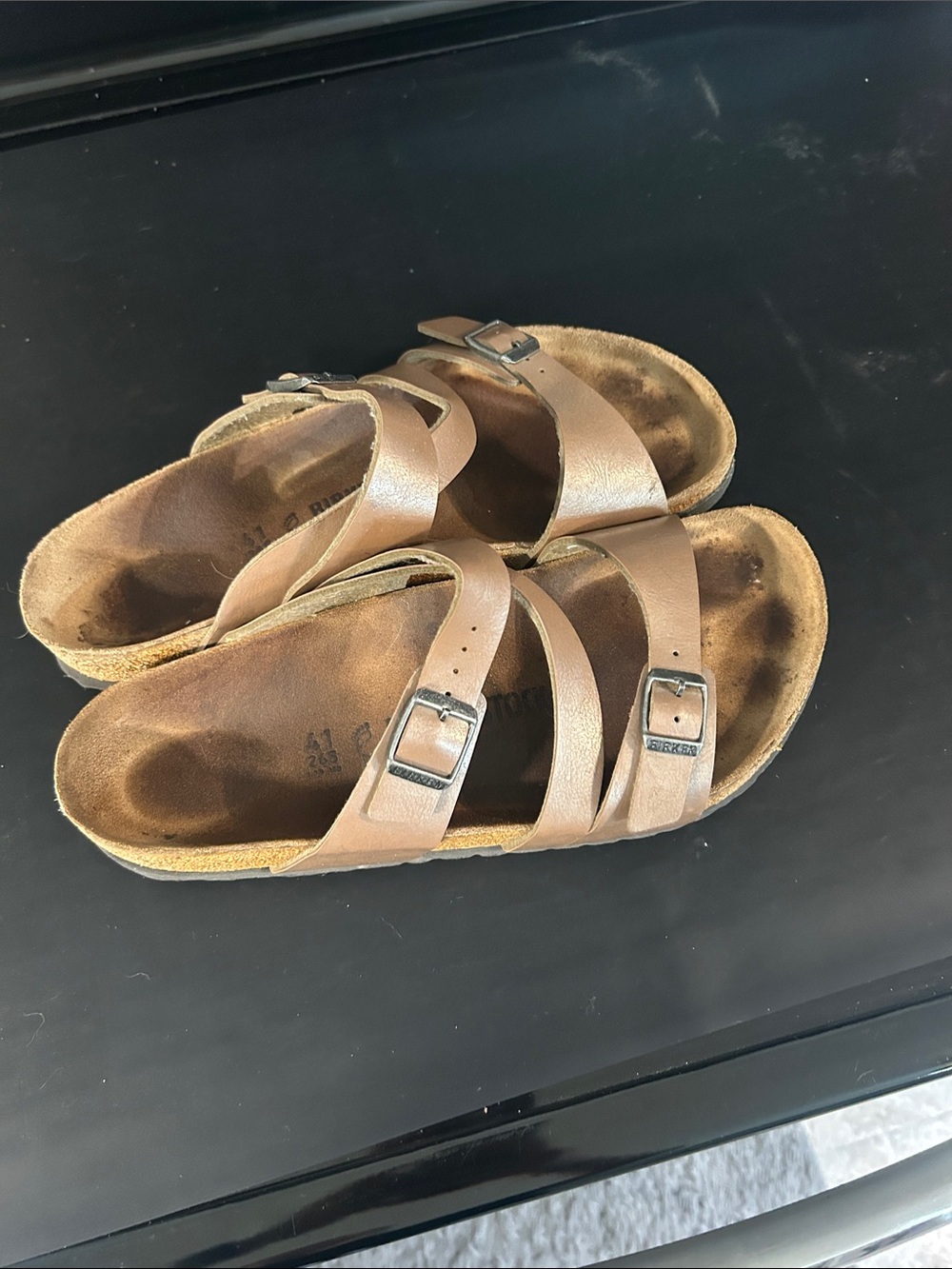 Birkenstock Brown Double Buckle Slide Sandals